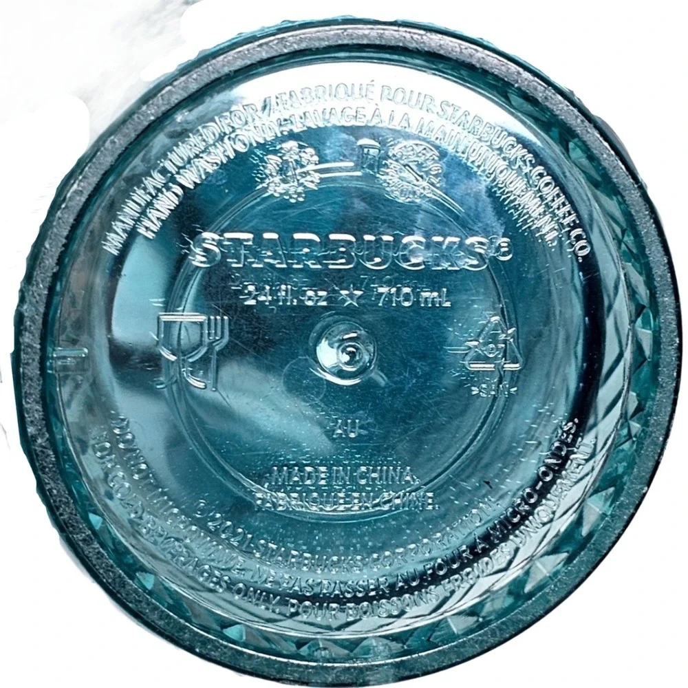 Starbucks Venti Tumbler 24oz Teal Blue Ombre Diamond Grid Cold Cup 2021 Collecti